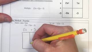 Multiplying Polynomials - box method