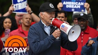 Biden becomes first sitting president to join a union picket line