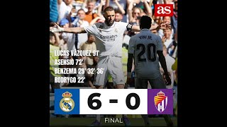 FT: Real Madrid 6-0 Real Valladolid ⚽Goals: Benzema x3, Asensio, Rodrygo & LV | All goals Highlights