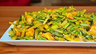 চিংড়ি মাছ দিয়ে লাউয়ের খোসা ভাজি | lau er khosa vaji | lau recipe by saida