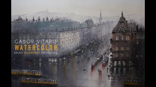 Watercolor Painting Time Lapse 040 - Astoria, Budapest - by Gabor Vitaris