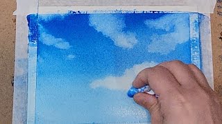 처음 수채화,파란하늘 그리기#Drawing the sky# #watercolor tutorial for beginners#