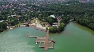 Kamencové jezero a okolí, Chomutov ze vzduchu 15.7.2019 4K