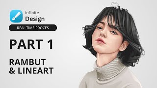 REAL TIME PROCESS VECTOR RAMBUT DAN LINEART - infinite Design