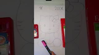 I tested 200€ crayons VS 1€ CHEAP crayons😳.. can the cheap side win? #painting #hellokitty #art #vs