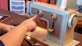 Kenmore 148.12501 Threading sewing demo.