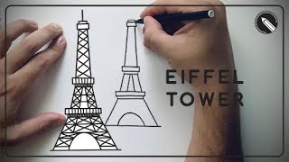 HOW TO DRAW EIFFEL TOWER STEP BY STEP 🇫🇷 EASY TUTORIAL