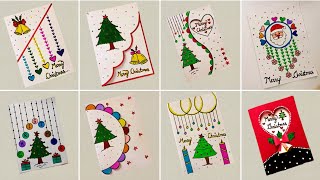 8 Easy white paper Merry Christmas greeting cards|Handmade Christmas cards|DIY Merry Christmas cards