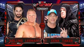 WWE RAW - Seth Rollins & Brock Lesnar vs John Cena & Undertaker (RAW 07/27/15)