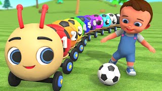 Learn Colors Numbers for Kids with Little Babies Fun Play | Soccer Balls Caterpillar Train 3D Edu