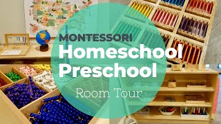 Montessori Homeschool Preschool Room Tour // Our Setup for a Preschooler, Toddler, and Baby!