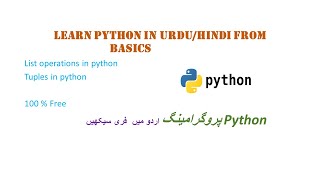 Python programming Urdu/Hindi tuples/list operations remove/pop Tutorial 7.
