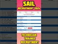 SAIL Technician trainee recruitment 2024||Sail technician job 2024#itijob #viral #SAIL #12thpassjob