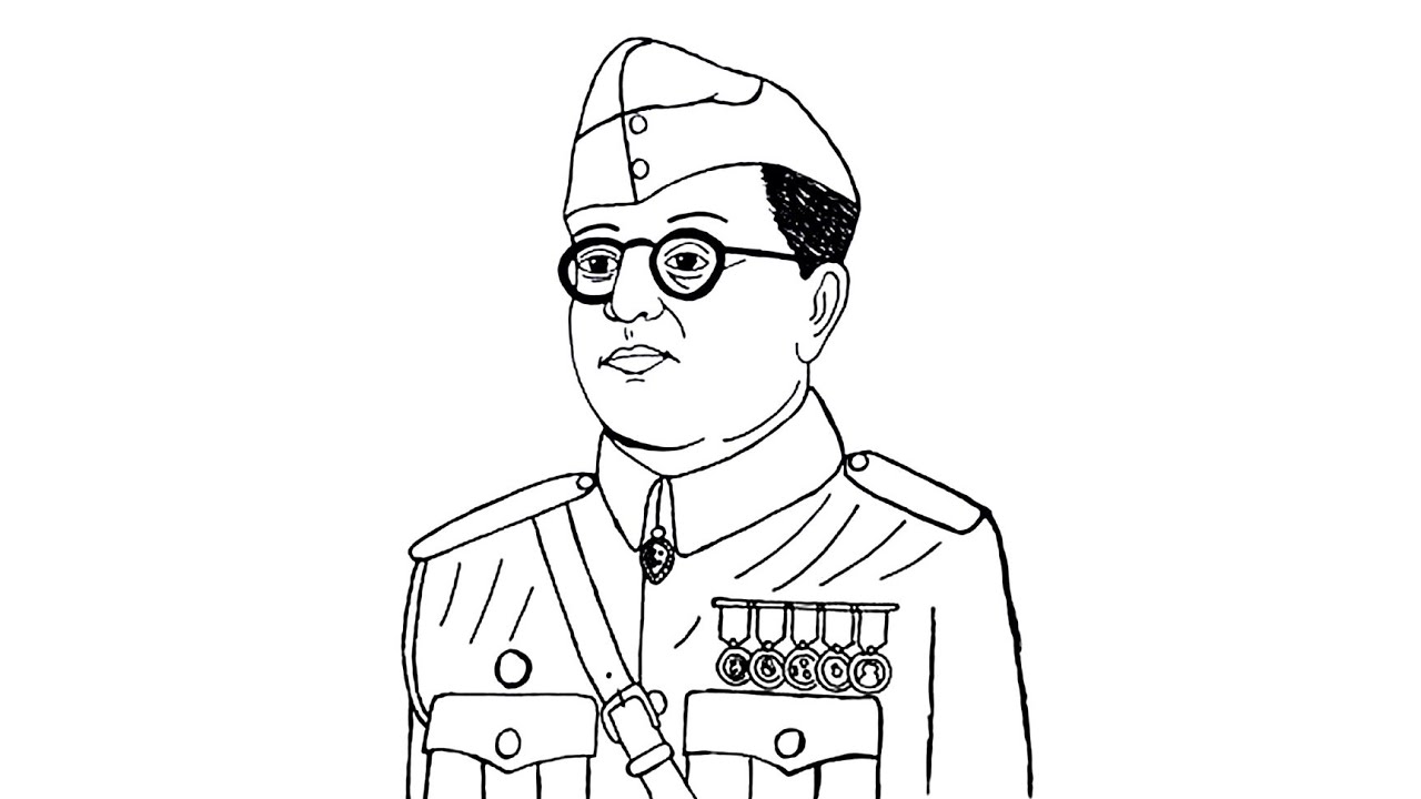 How To Draw Subhas Chandra Bose Drawing Youtube