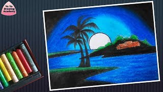 How to Draw Village Scenery With Oil Pastel - Step by Step
