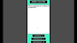 Tutorial #16 - Word Counter | Character Counter | Sentence Counter #wordcounter #shorts #python
