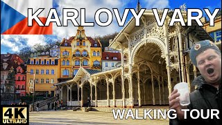 Karlovy Vary 4K - Czech city occupied by russians - Walking Tour