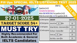 Fill Ups Special IELTS Exam Listening Test With Answers | IELTS Listening Test 2025 | 27-01-2025