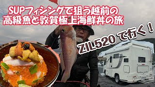 キャンピングカージル520で行く越前SUPフィッシングと敦賀極上海鮮丼の旅