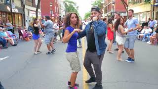 Juste Chano \u0026 Tania (Bachata Class with Music) at the Street Latin Dance Night on July 13 2018