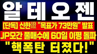 [알테오젠 주가전망] 미노출 - JP모간 '풀매수'에 60일 이평선 돌파! 신한증권 목표가 73만원 발표! 본격 로열티 확보된다! 1주도 매도하면 안된다! !완벽분석