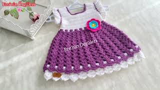 Ruffle Sleeve Crochet Baby Dress /Fırfır Kollu Tığ işi Bebek Elbisesi /3 ay