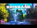 Brisbane Walking Tour | Midday Walk to Botanic Gardens | 4K Australia | July 2024 | 4K/60fps