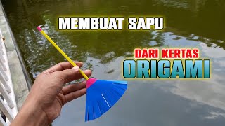 how to make a broom out of origami paper || cara membuat sapu dari kertas origami