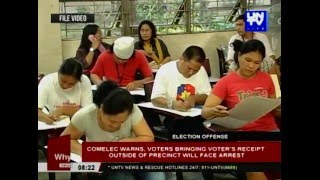 COMELEC warns voters bringing voter’s receipt outside of precinct will face arrest