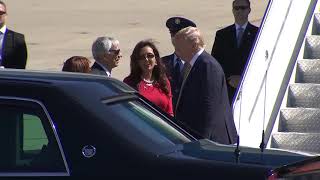 President Trump lands at Moffett Field, California