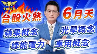 「宇帆隊長」06.05 10:00 台股火熱六月天！蘋果概念！光學概念！綠能電力！車用概念！