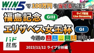 【WIN5で100万円：ライブ分析編】 2023年11月12日（日）福島記念・エリザベス女王杯 【競馬】