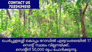 ചെർപ്പുളശ്ശേി കൊപ്പം റോഡിൽ എഴുവംതലയിൽ 17 സെൻ്റ് സ്ഥലം വില്പനയ്ക്ക്..