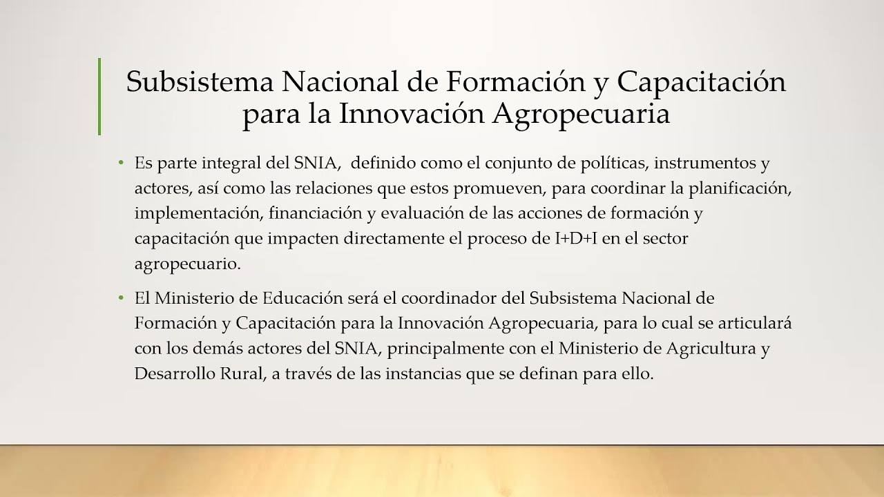 Ley 1876 De 2007 SNIA, Sistema Nacional De Innovacion Agropecuaria ...