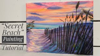 How To Paint “Secret Beach” acrylic painting tutorial