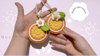 Hướng dẫn móc chiếc móc khóa hình quả cam siêu xinh | Quỳnh Như Crochet