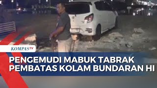 Penampakan Mobil yang Dikendarai Sopir mabuk Usai Tabrak Pembatas Kolam Bundaran HI