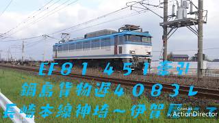 EF８１ ４５１牽引 鍋島貨物遅４０８１レ 長崎本線神埼～伊賀屋にて