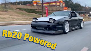 Rb20 Powered. Big Wing. Drift Ready. 1989 Nissan s13 hatch Review.