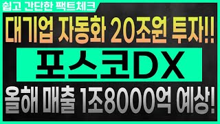 포스코DX - [속보]대기업 자동화 20조원 투자!! 올해 매출 1조 8000억 예상!