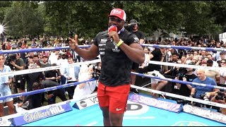 'LET'S TAKE THE P*** OUT OF EDDIE HEARN!' - DERECK CHISORA JOKES WITH THE CROWD AT PUBLIC WORKOUT