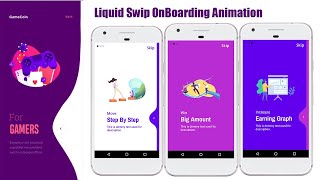 Liquid Swipe On Boarding Sliding Screen Walkthrough - Intro Screen Layout  -complete  Android Studio