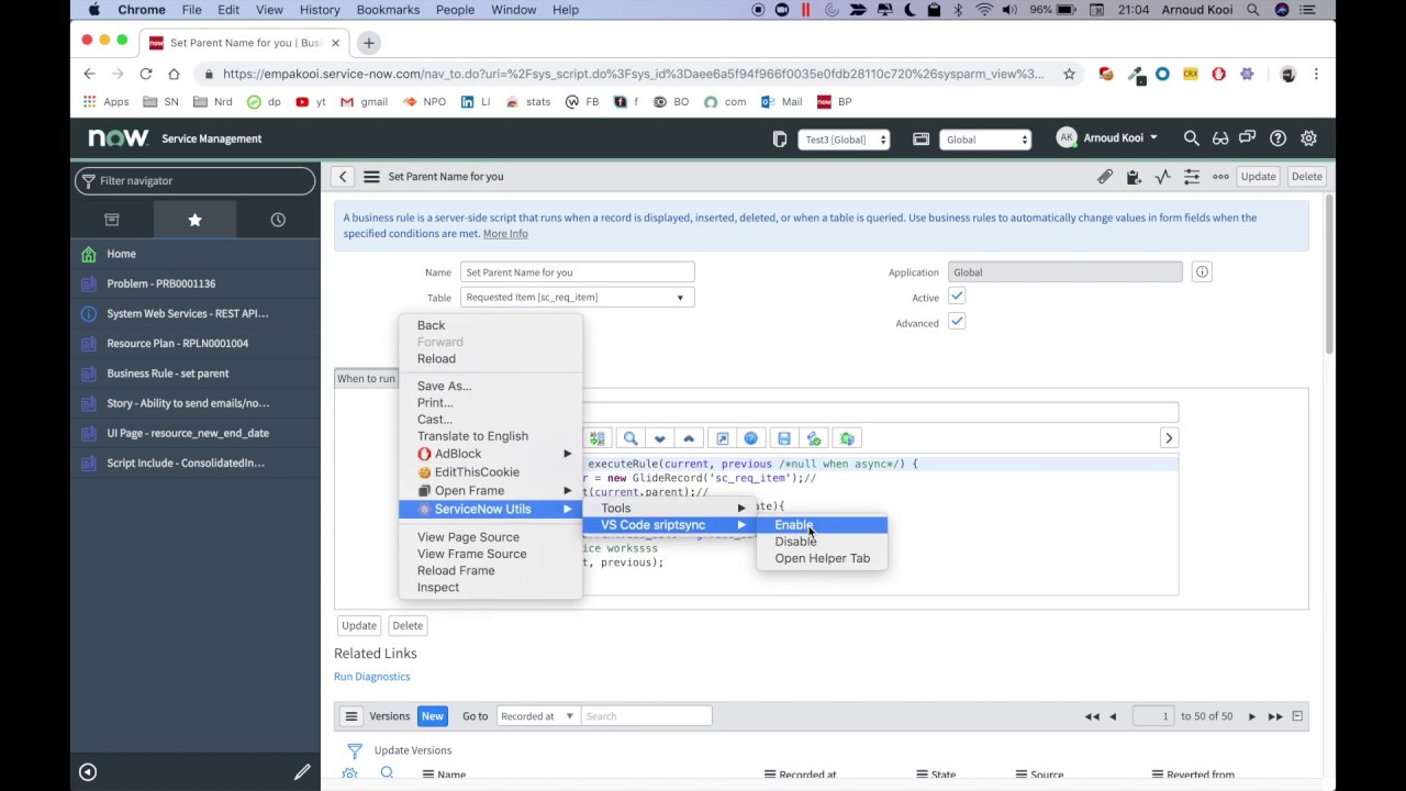 Servicenow Vscode Scriptsync Preview Youtube