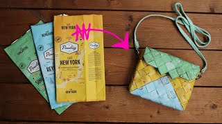 How to turn coffee bags into a small purse 💛💚💙