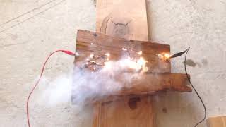 Out of control wood burning with a microwave transformer