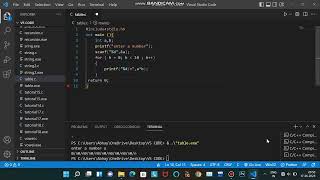 c program to print multiplication table of any number | vs code