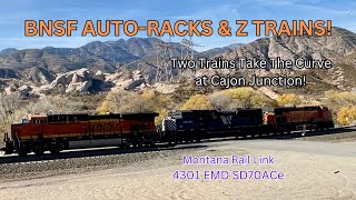 Auto-racks and Double Stacks! Montana Rail Link Locomotive 4301 SD70ACe Visits Cajon Junction! 4KHDR