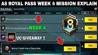 A8 Royal Pass Week 4 Mission Explain | Bgmi A8 Rp Mission Explain