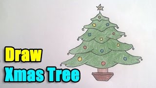 How to draw a christmas tree for Kids