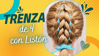 Trenza de 4 con Listón 💦 Hair Style Girl | Simple Hairstyle | #hairstyles